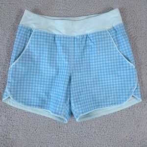 Lands End Shorts Womens 6 Gingham Check Drawstring 5" Lined Swim Quick Dry Surf